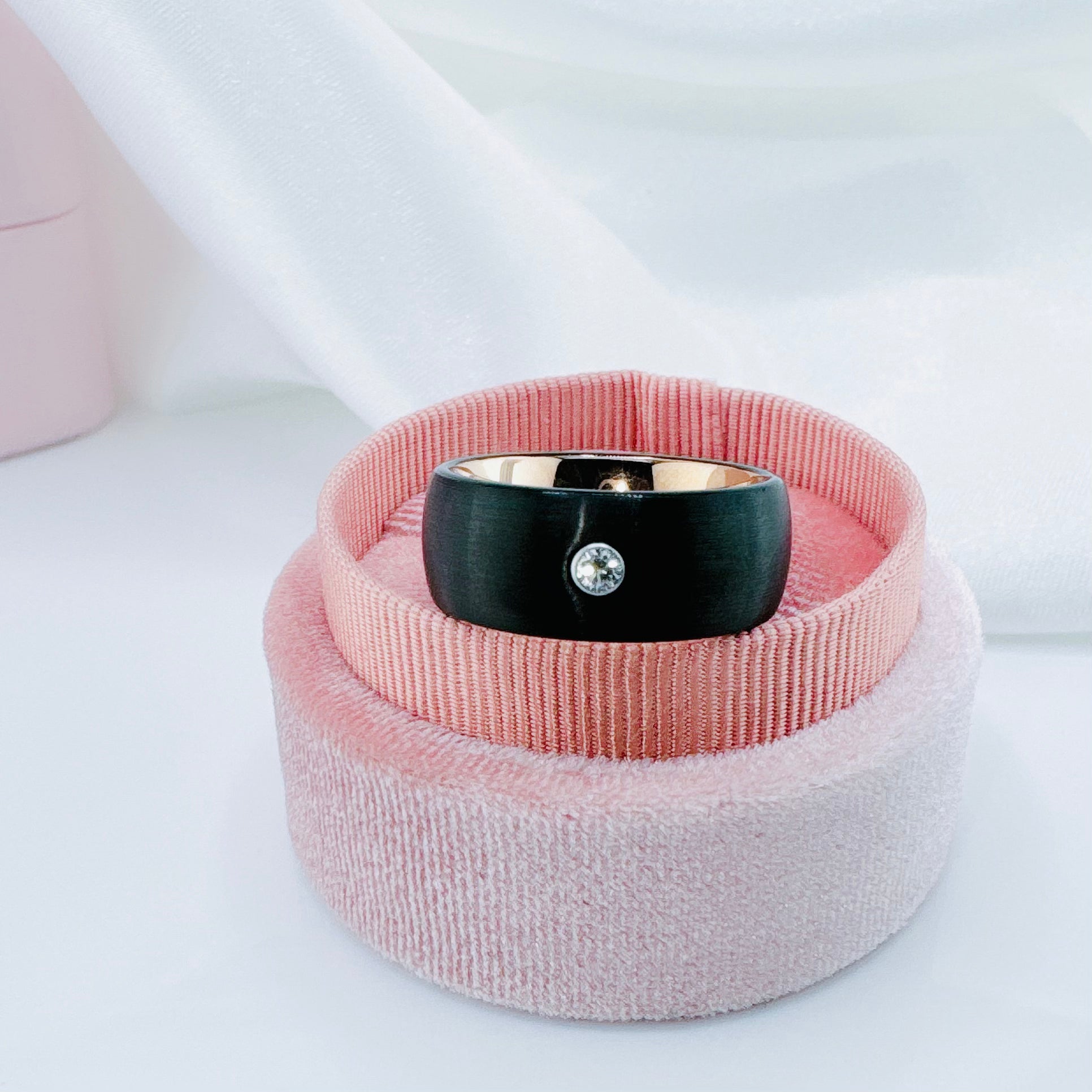 8mm Diamond Option Black Tungsten Wedding Band with Rose Gold Inner Band-Black Diamonds New York