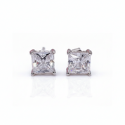 Diamond Option Princess Cut Shiny Earrings-Black Diamonds New York