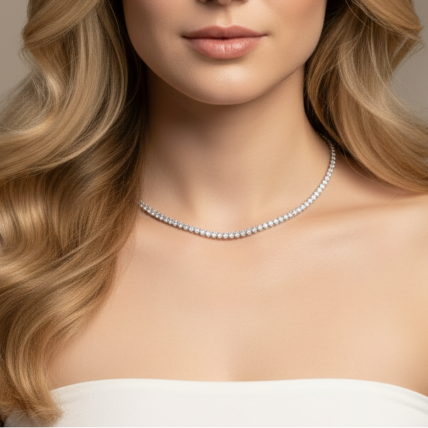 2mm Round Diamond Option Adjustable Tennis Necklace-Black Diamonds New York
