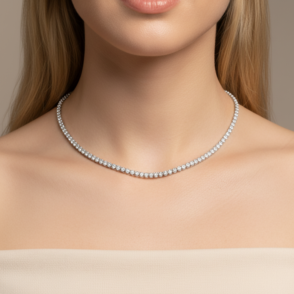 2mm Round Diamond Option Adjustable Tennis Necklace-Black Diamonds New York