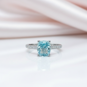 14k White Gold 1.5 Ct Light Blue Diamond Engagement Ring-Black Diamonds New York