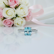 14k White Gold 1.5 Ct Light Blue Diamond Engagement Ring-Black Diamonds New York