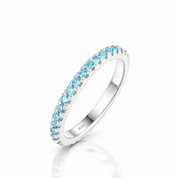 Full Eternity Light Aquamarine Blue Wedding Band-Black Diamonds New York
