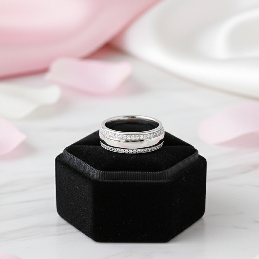 Full Eternity Men's Wedding Band Ring with Diamond-Black Diamonds New York