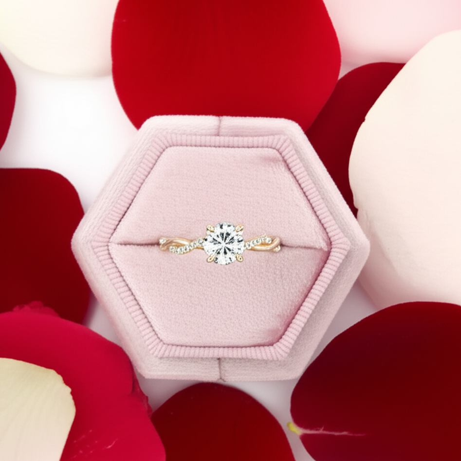 1.25 Carat Round Cut Twist Yellow Gold Promise Ring-Black Diamonds New York