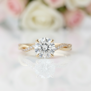 1.25 Carat Round Cut Twist Yellow Gold Promise Ring-Black Diamonds New York