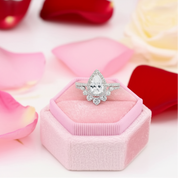 2.7Ct Halo Pear Cut Diamond Engagement Ring Set-Black Diamonds New York