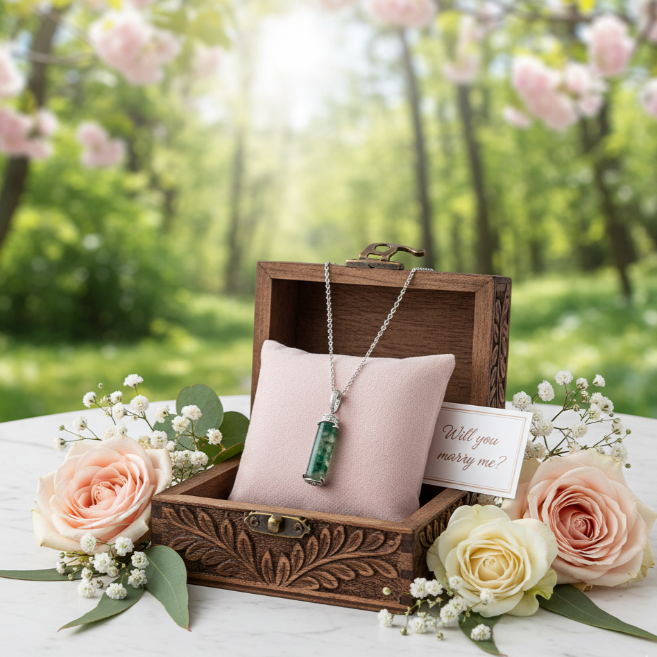 Natural Moss Agate Pendant Necklace-Black Diamonds New York