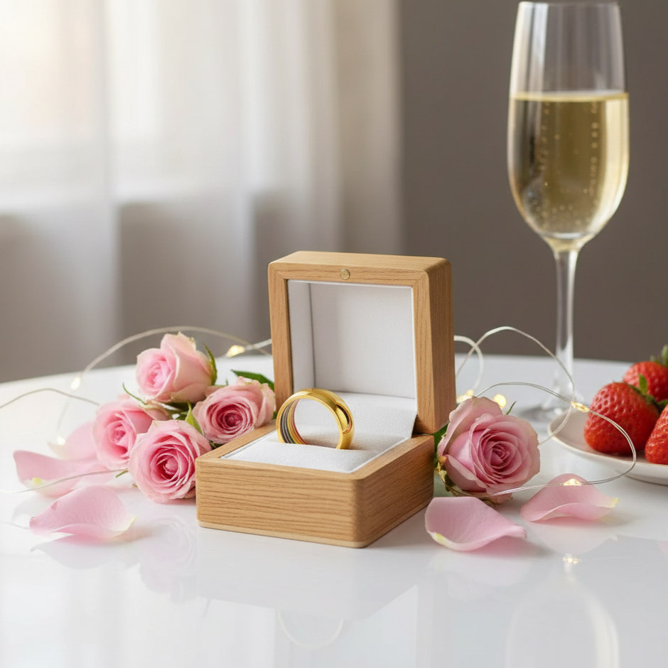 Rainbow Color Dome Stainless Steel Wedding Band-Black Diamonds New York