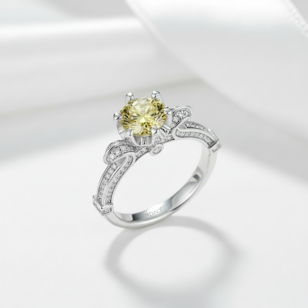 1Ct D Color Antique Option Round Diamond Option Engagement Ring-Black Diamonds New York