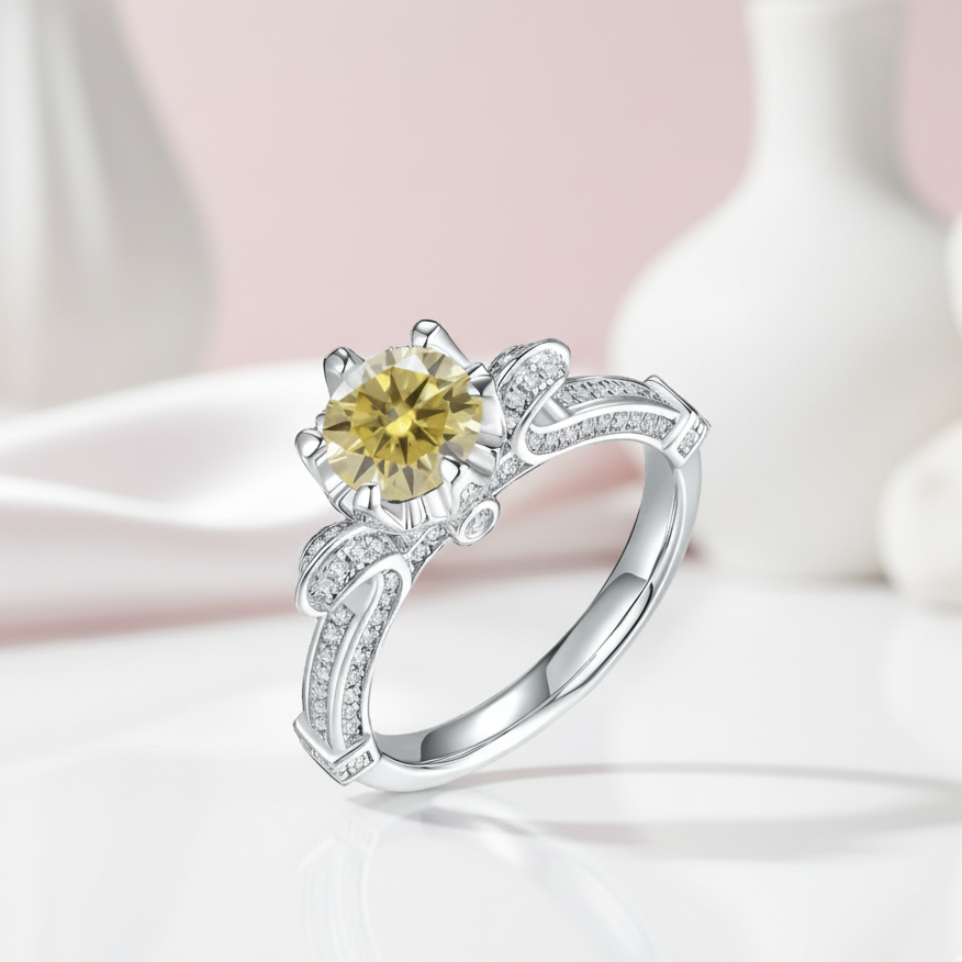 1Ct D Color Antique Option Round Diamond Option Engagement Ring-Black Diamonds New York