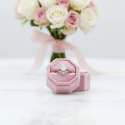 Rose Gold Oval Cut White Stone Wedding Set-Black Diamonds New York