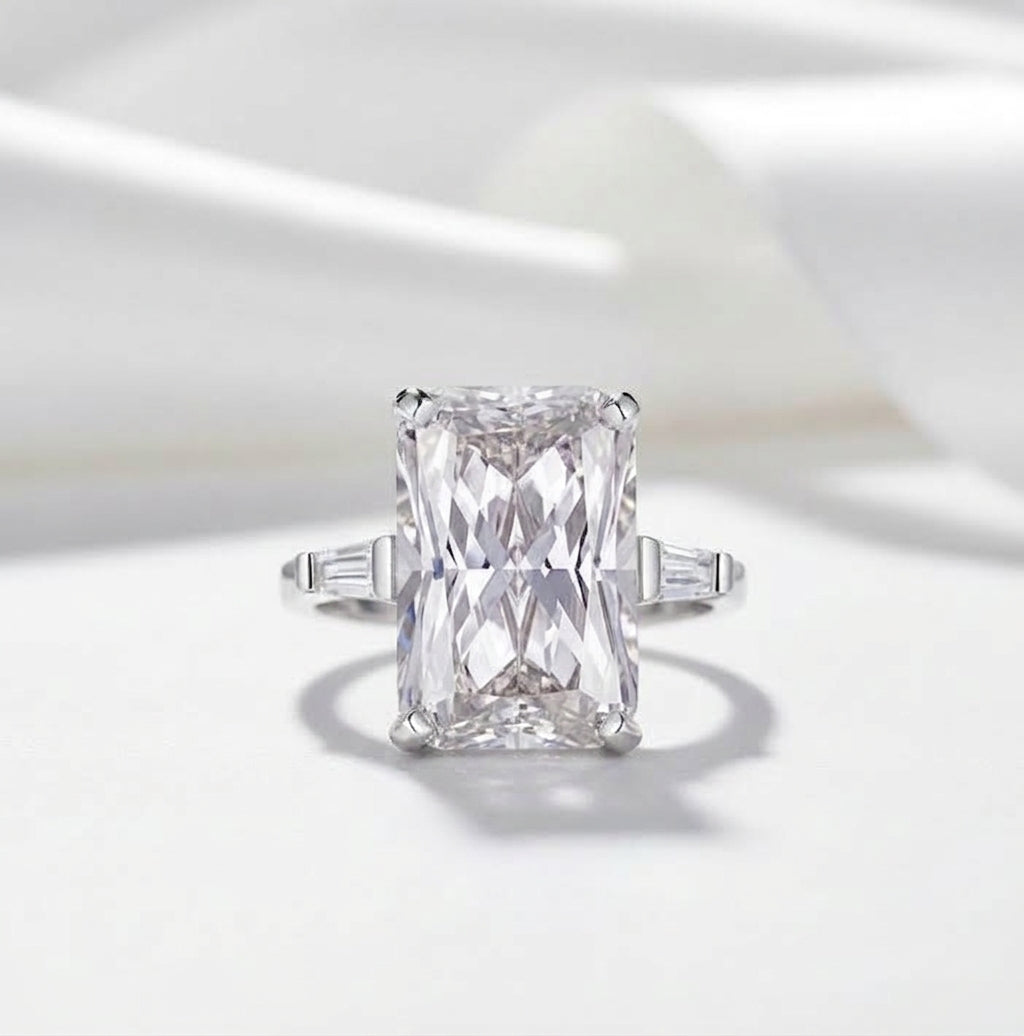 VIP Custom order - 8.5 Ct Radiant-Cut Clear Moissanite Ring