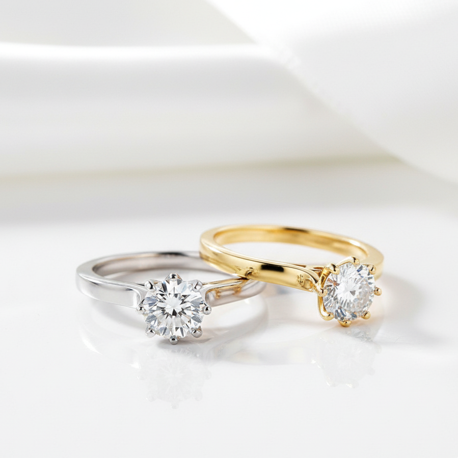 1ct D Color VVS1 Diamond Stud 8 Claw Ring-Black Diamonds New York