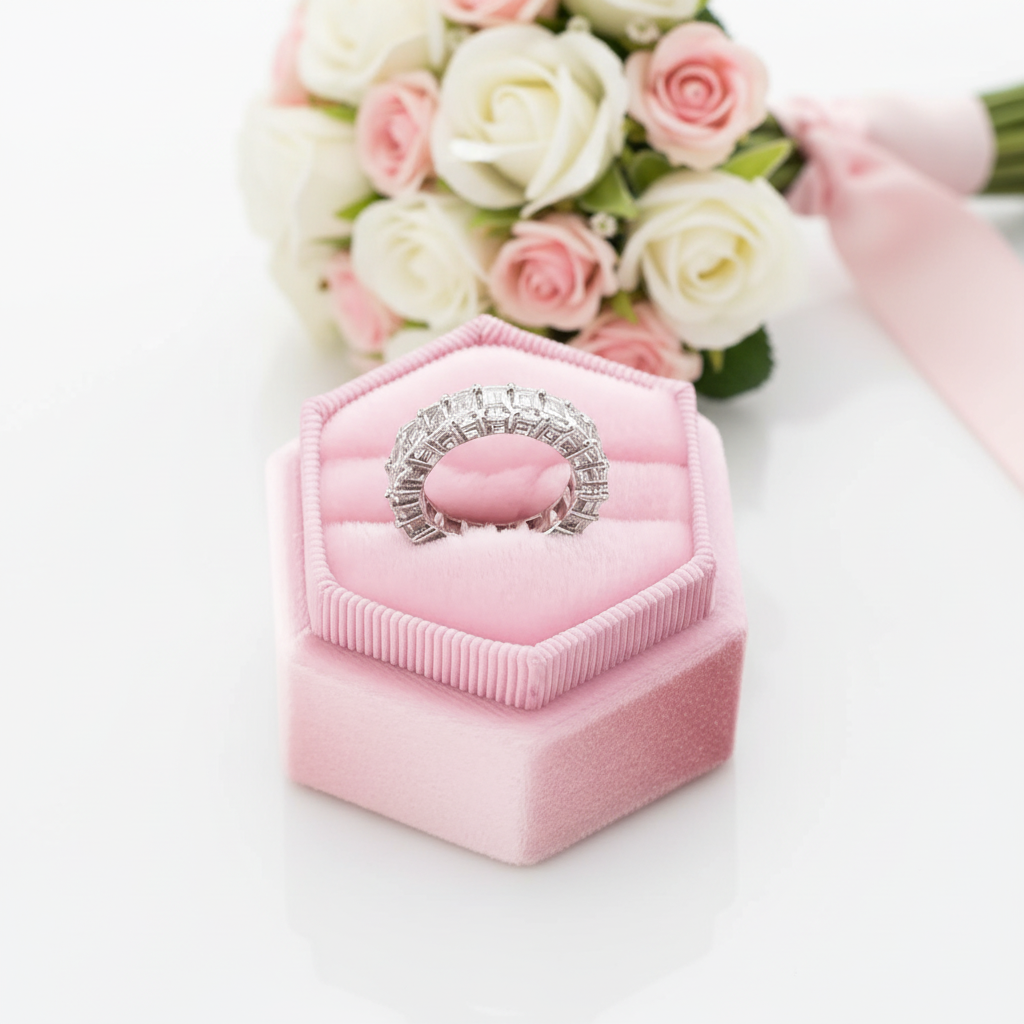 Eternity Emerald Cut Diamond Option Women's Wedding Band-Black Diamonds New York