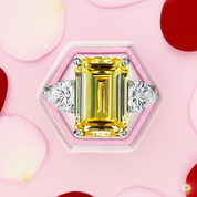 Yellow Sapphire 4.0ct Emerald Cut Three Stone Engagement Ring-Black Diamonds New York