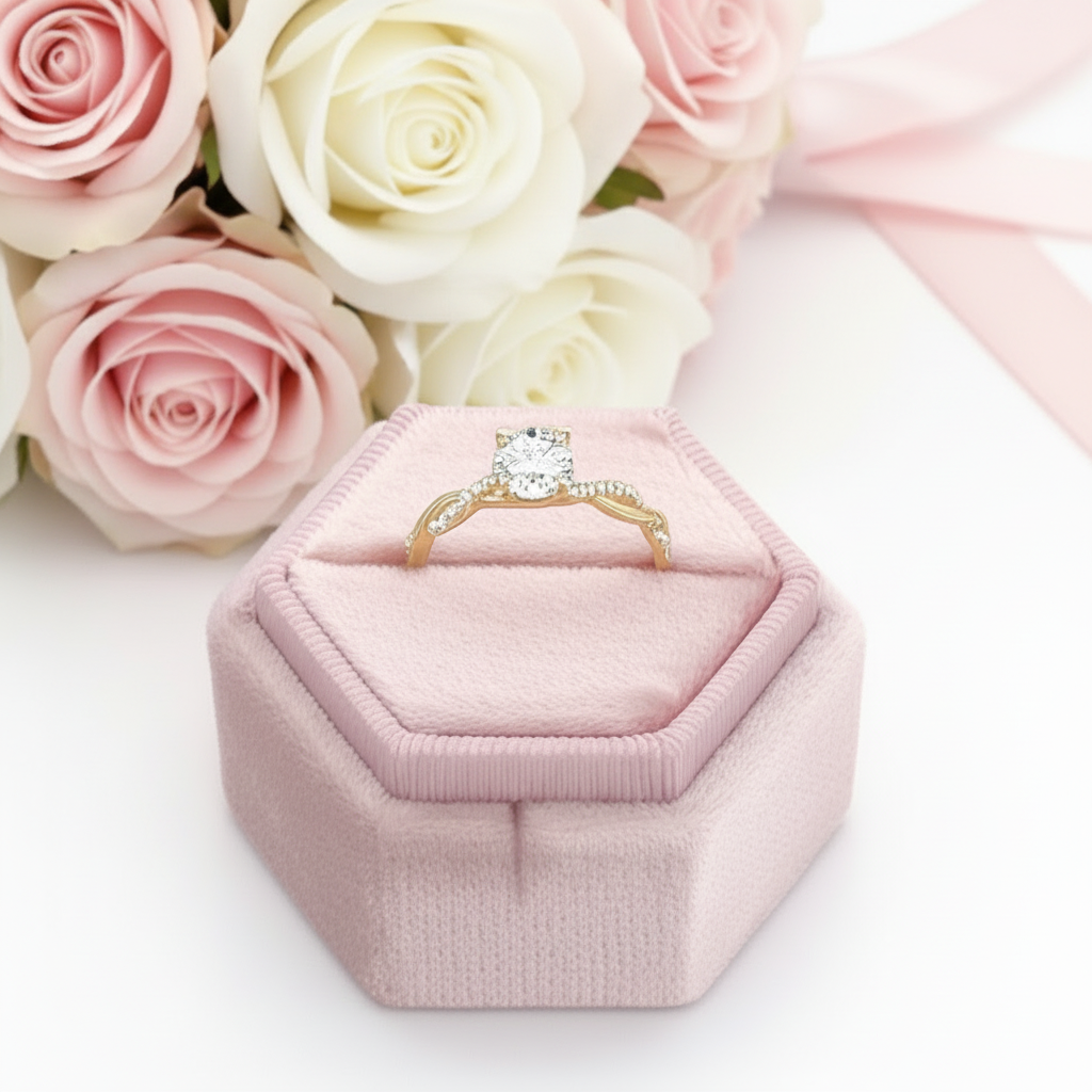 1.25 Carat Round Cut Twist Yellow Gold Promise Ring-Black Diamonds New York