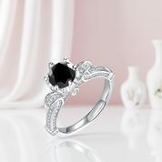 1Ct D Color Antique Style Round Diamond Engagement Ring-Black Diamonds New York