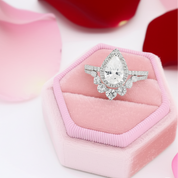 2.7Ct Halo Pear Cut Diamond Engagement Ring Set-Black Diamonds New York