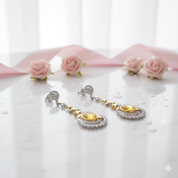 Natural Gemstone Statement Moon and Stars Drop Earrings-Black Diamonds New York