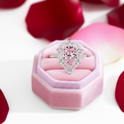 Double Halo 2.0Ct 2-Tone Romantic Pink Pear Cut Engagement Ring-Black Diamonds New York