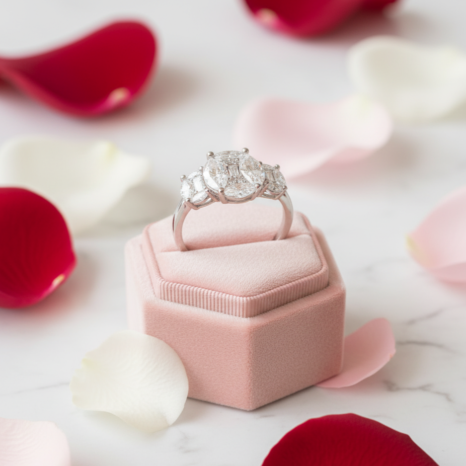 Marquise-cut Diamond Option Multi-stone Engagement Ring-Black Diamonds New York
