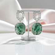 Geometry Cut Moss Agate Drop Earrings-Black Diamonds New York