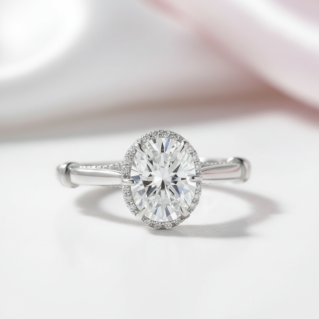 Glamorous 2.0ct Oval Cut Diamond Option Engagement Ring-Black Diamonds New York