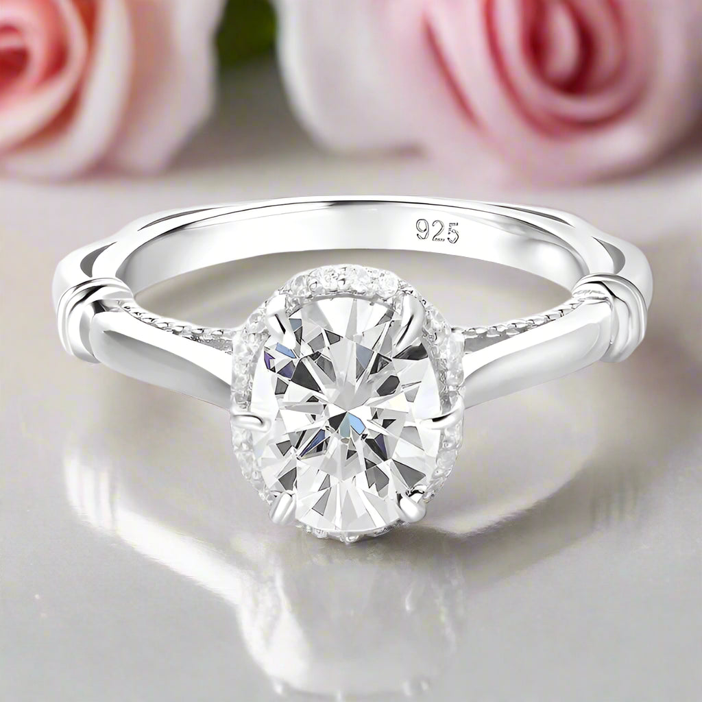 Glamorous 2.0ct Oval Cut Diamond Engagement Ring-Black Diamonds New York