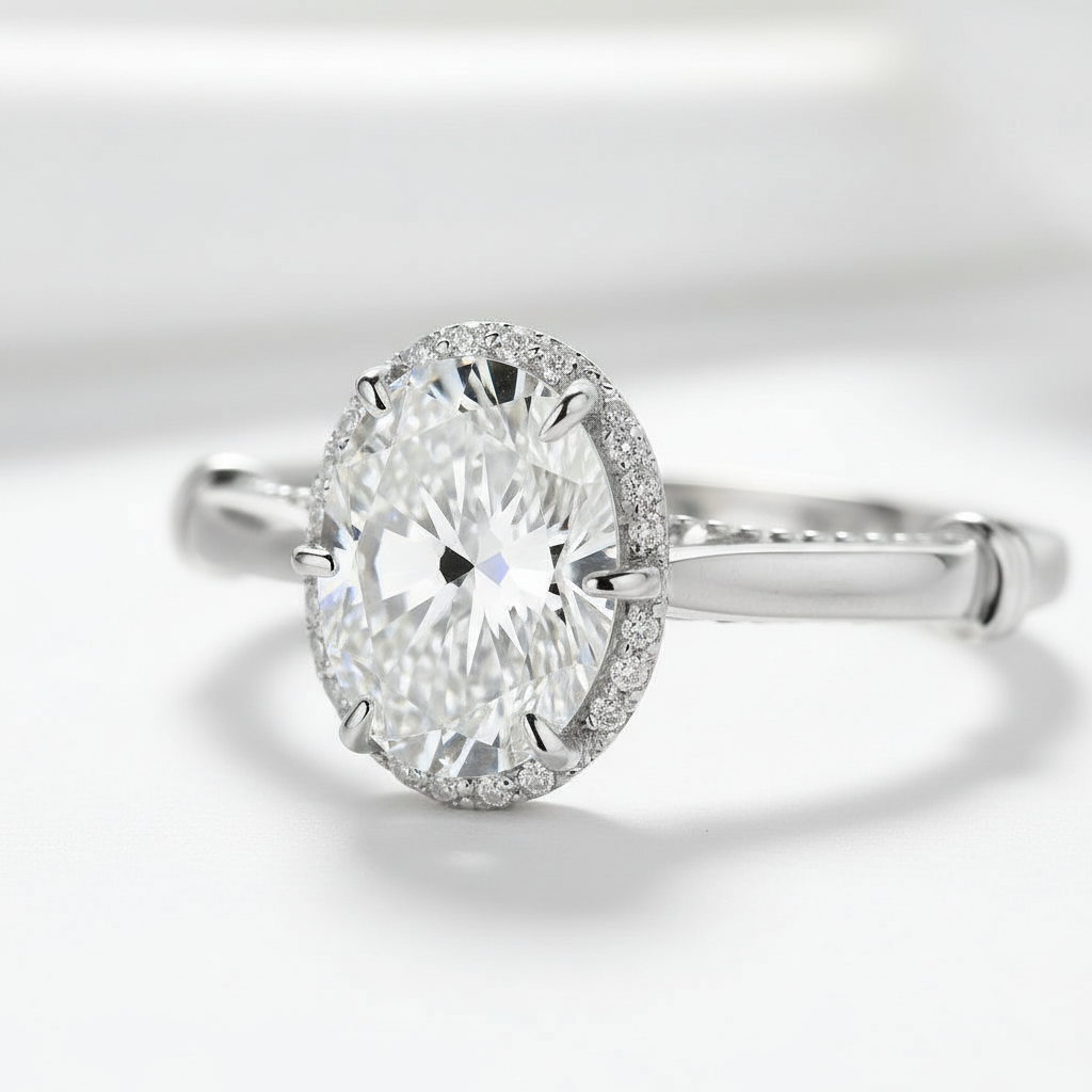 Glamorous 2.0ct Oval Cut Diamond Engagement Ring-Black Diamonds New York