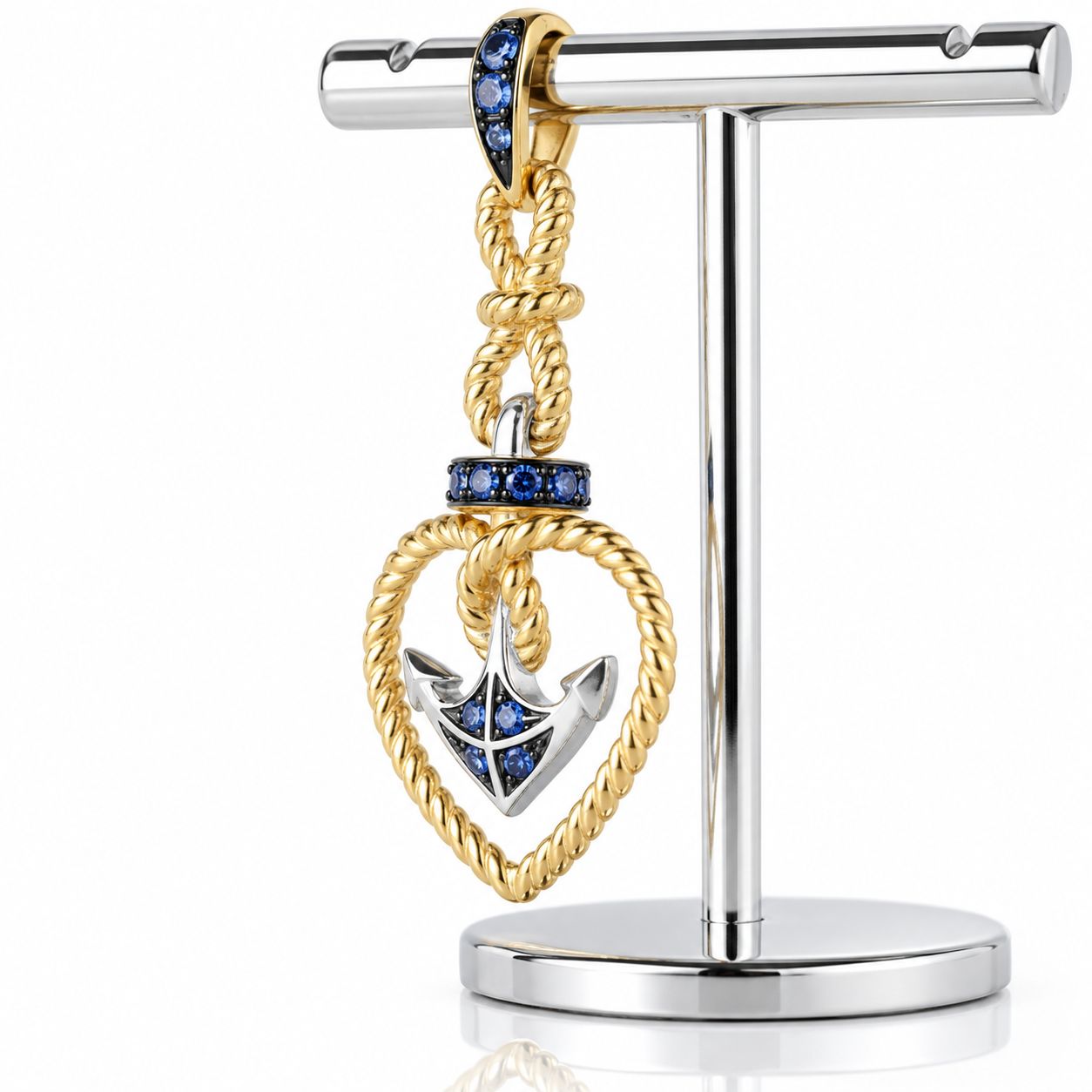 Gold Anchor Pendant-Black Diamonds New York