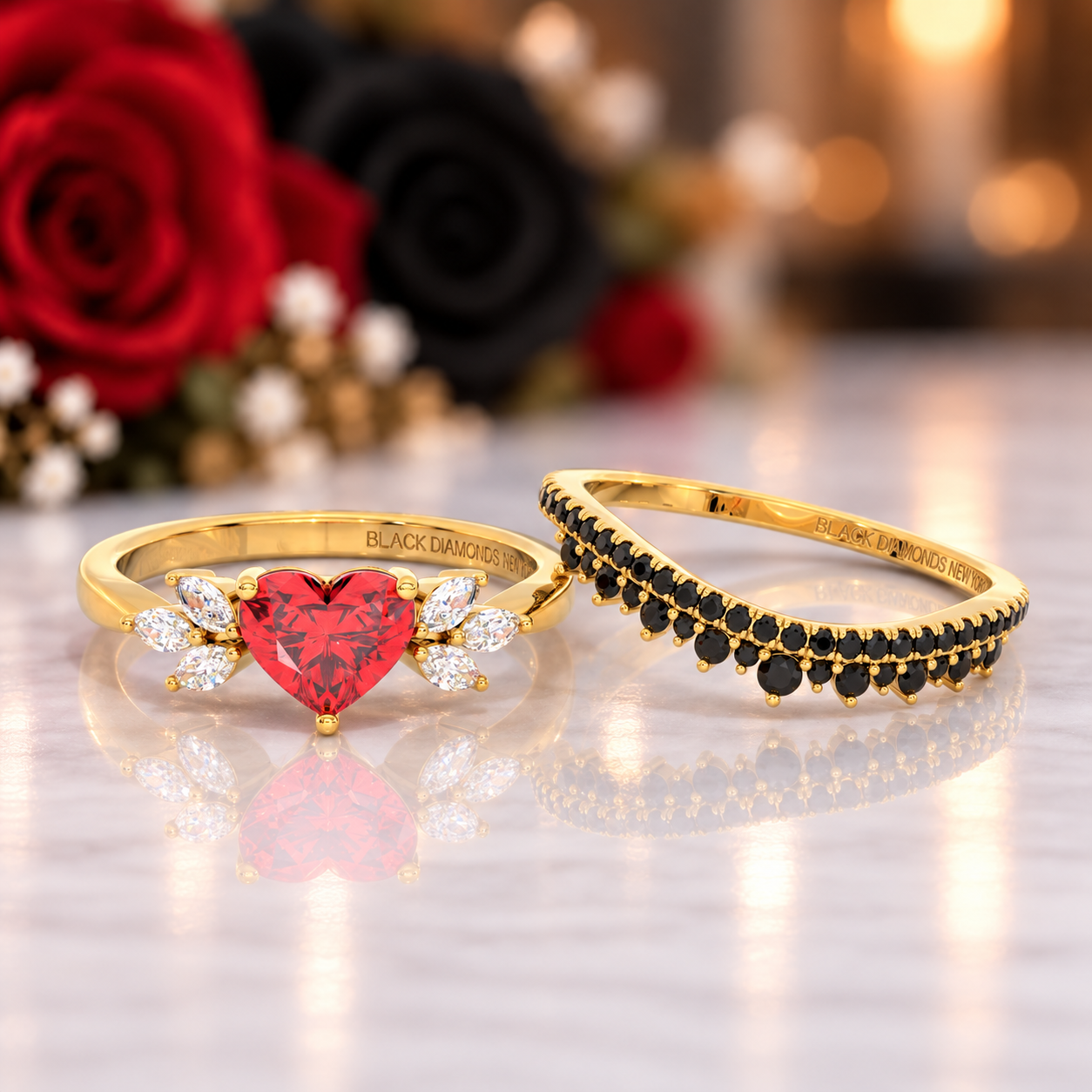 Forever In My Heart- 1.25ct Heart Cut Diamond Option Gothic Promise Ring-Black Diamonds New York