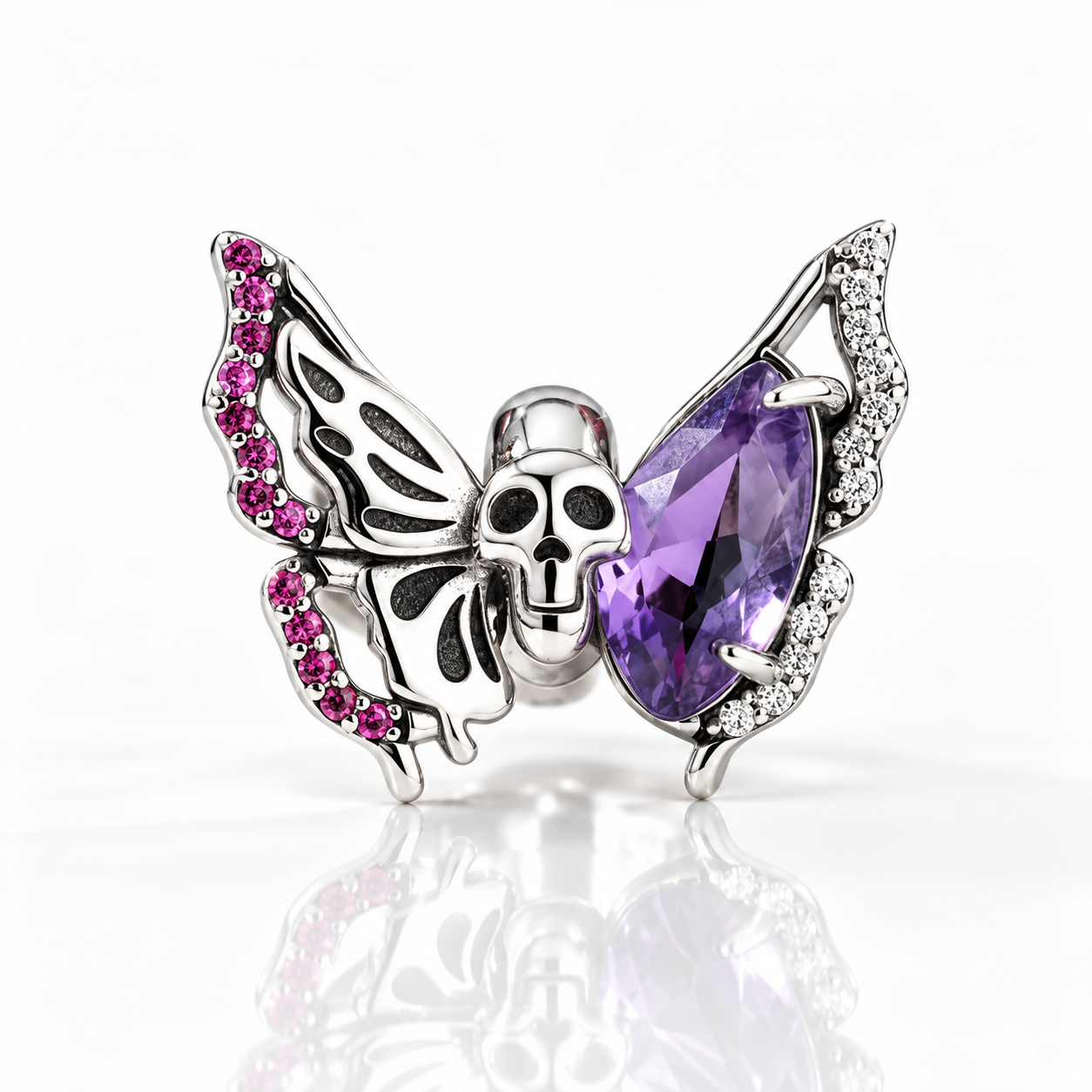 Gorgeous Diamond Option Skeleton Butterfly Charm-Black Diamonds New York