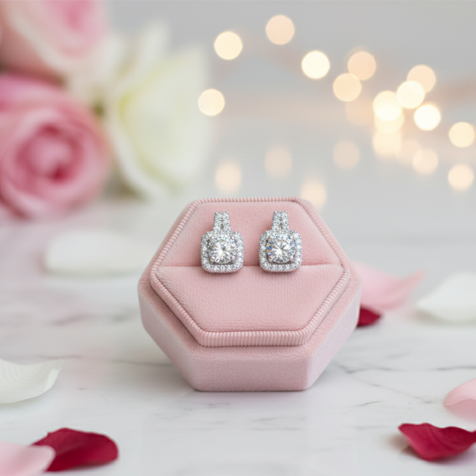 Gorgeous Diamond Square Drop Earrings-Black Diamonds New York