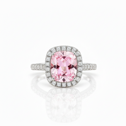 Gorgeous Halo Cushion Cut Pink Sapphire Engagement Ring-Black Diamonds New York