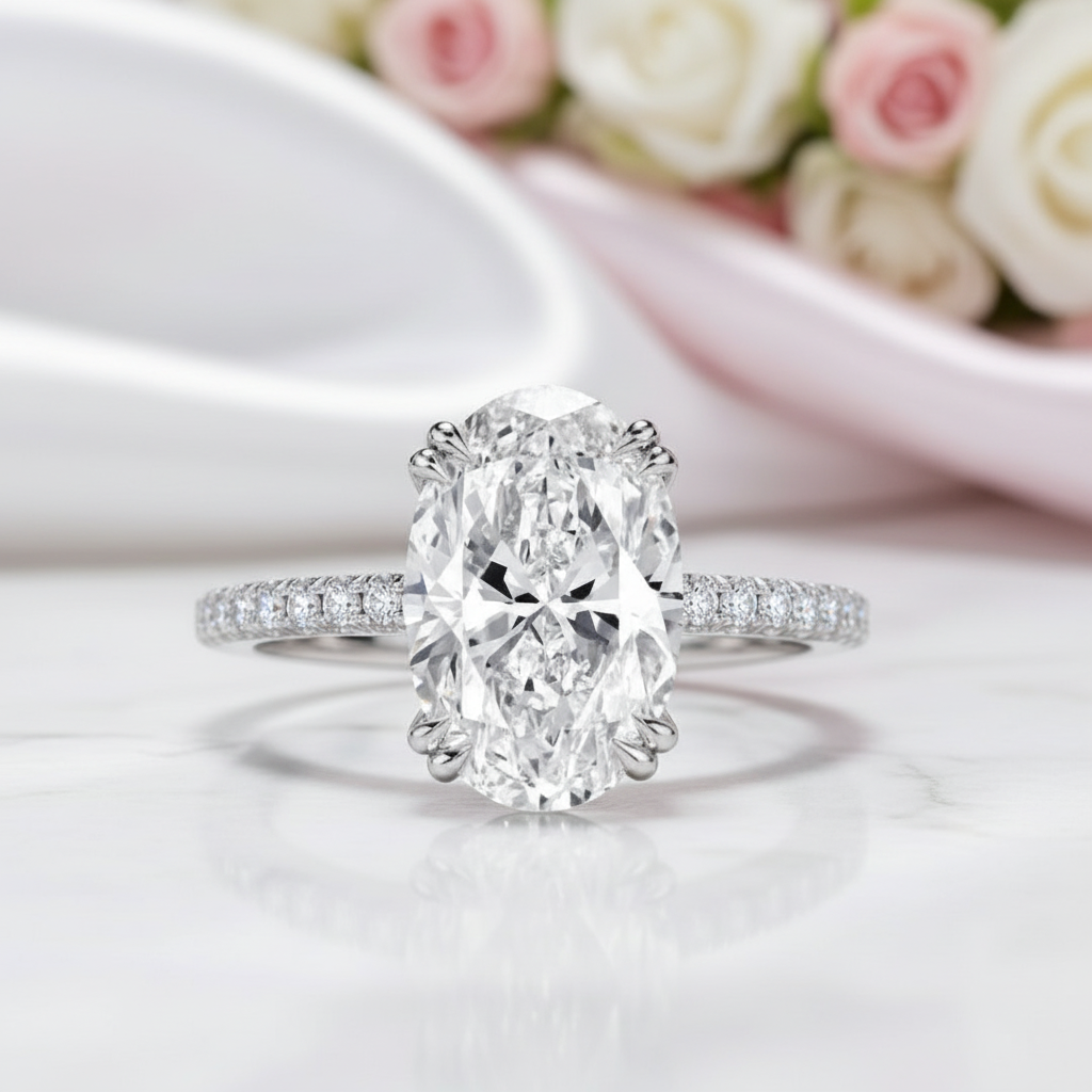 Gorgeous Oval Cut Diamond Option Engagement Ring-Black Diamonds New York