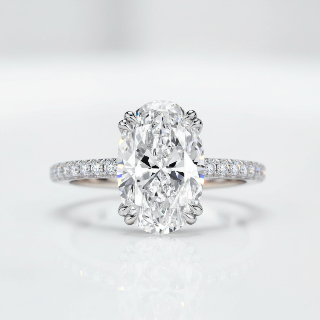 Gorgeous Oval Cut Diamond Option Engagement Ring-Black Diamonds New York