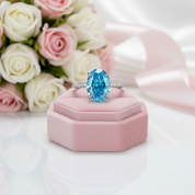 Gorgeous Oval Cut Light Aquamarine Blue Diamond Option Engagement Ring-Black Diamonds New York