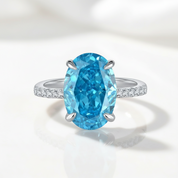 Gorgeous Oval Cut Light Aquamarine Blue Diamond Option Engagement Ring-Black Diamonds New York