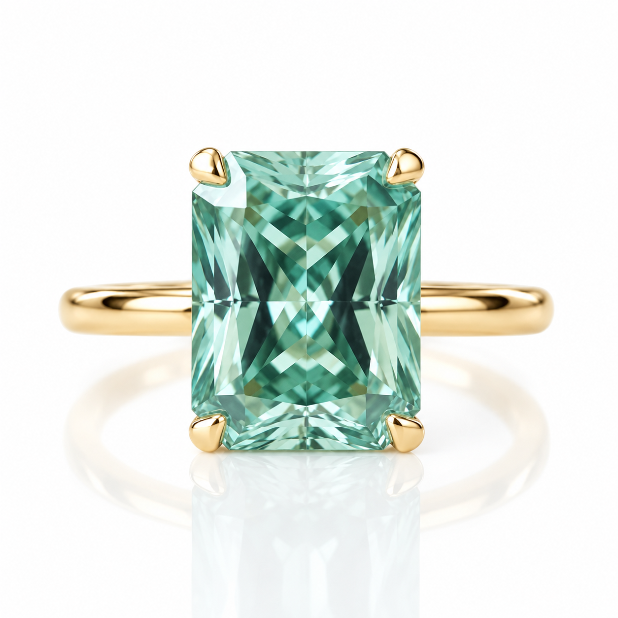 Gorgeous Yellow Gold Radiant Cut Paraiba Tourmaline Engagement Ring-Black Diamonds New York