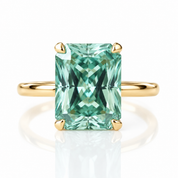 Gorgeous Yellow Gold Radiant Cut Paraiba Tourmaline Engagement Ring-Black Diamonds New York