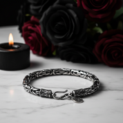 Goth-inspired Antique Silver Bracelet-Black Diamonds New York