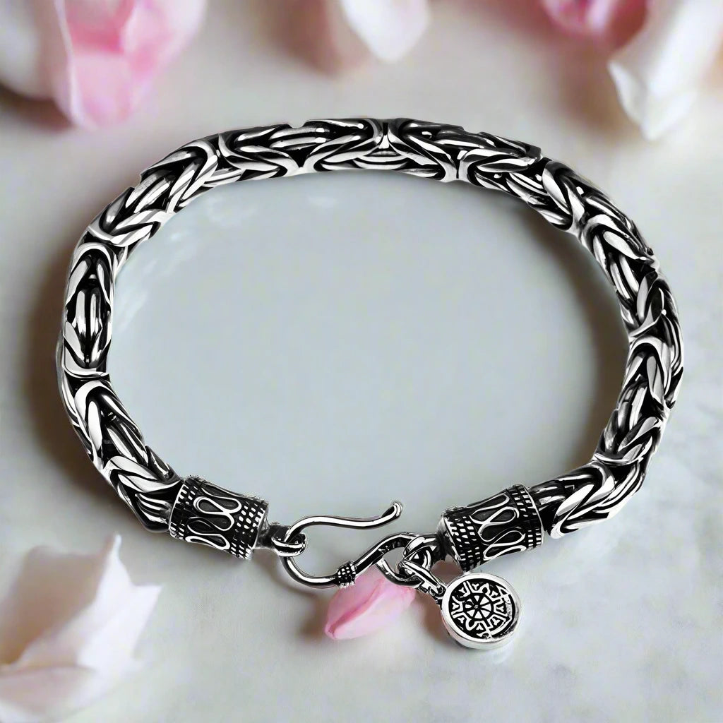 Goth-inspired Antique Silver Bracelet-Black Diamonds New York