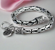 Goth-inspired Antique Silver Bracelet-Black Diamonds New York