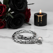 Goth-inspired Antique Silver Bracelet-Black Diamonds New York