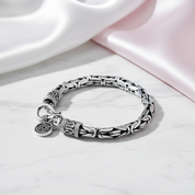 Goth-inspired Antique Silver Bracelet-Black Diamonds New York