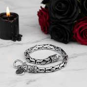 Goth-inspired Antique Silver Bracelet-Black Diamonds New York
