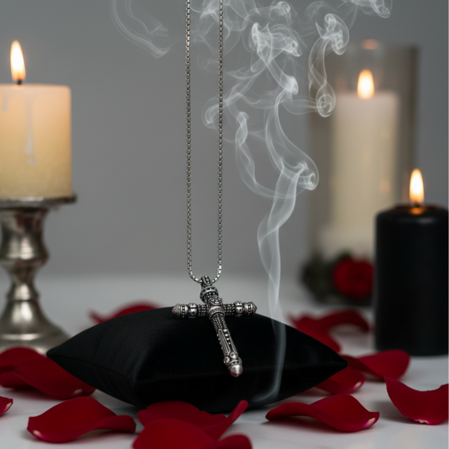 Gothic Cross Pave Diamond Option Sword Necklace-Black Diamonds New York