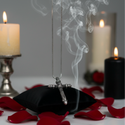 Gothic Cross Pave Diamond Sword Necklace-Black Diamonds New York