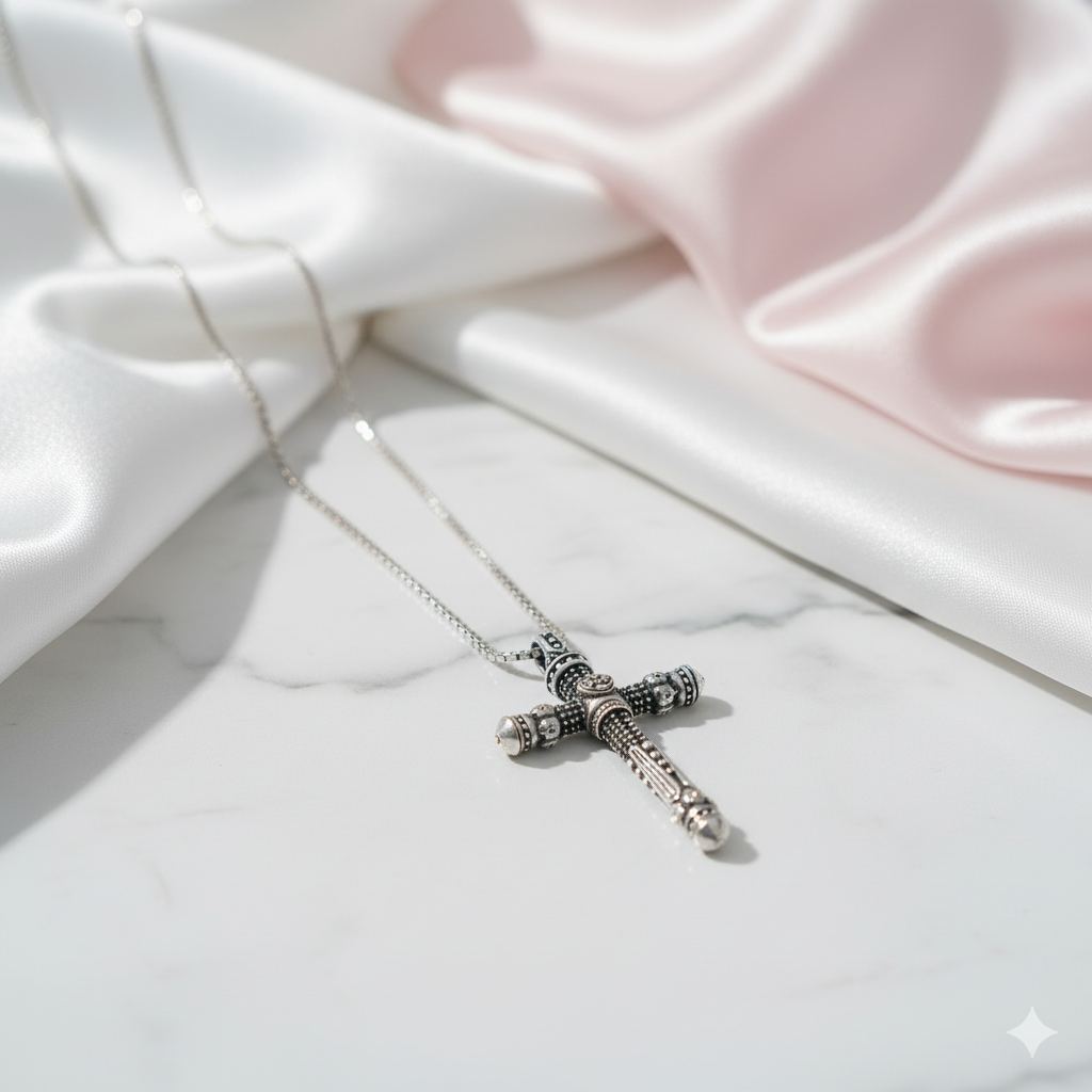 Gothic Cross Pave Diamond Option Sword Necklace-Black Diamonds New York